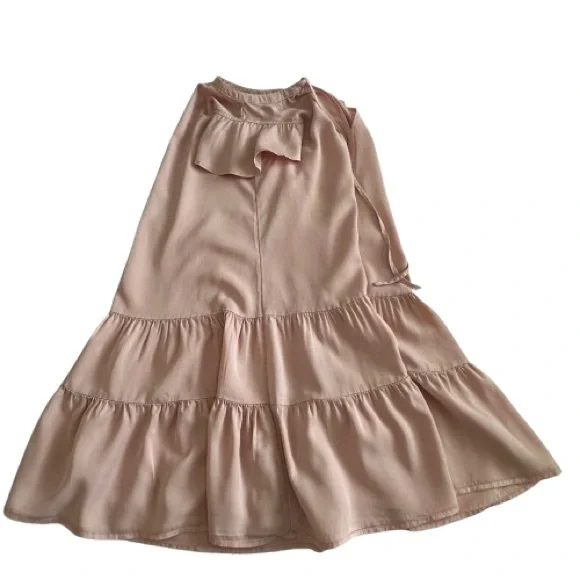 Knox Rose Women's M Light Pink Dusty Rose Short Sleeve Mini Ruffled Tunic Dress - Picture 6 of 13